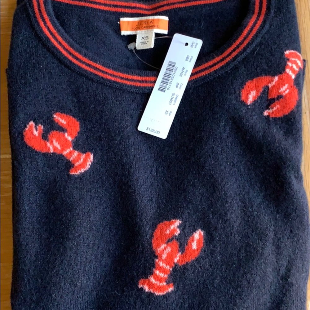 NWT J Crew Cashmere Lobster Sweater - Picture 2 of 2